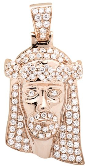 14K Rose Gold Diamond Jesus Pendant