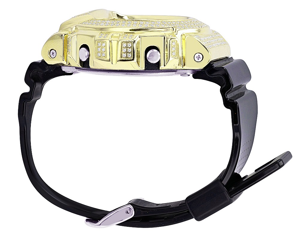 G-Shock Black DW 6900 Yellow-Gold Plated Steel Diamond Watch