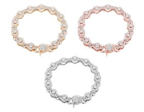 Double Infinity Link 12.3CT 30 pointer Diamond Bracelet 10K Yellow/White/Rose Gold 9.5MM 8"