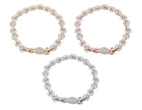 Infinity Link 14.8CT Round Diamond Bracelet 10K Yellow/White/Rose Gold 8MM 8"