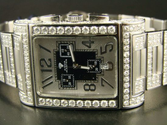 Mens Aqua Master White Finish Genuine 9.05CT Diamond Watch