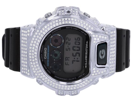 Mens Casio G Shock 6900 Stainless Steel Diamond Watch 3.0 CT