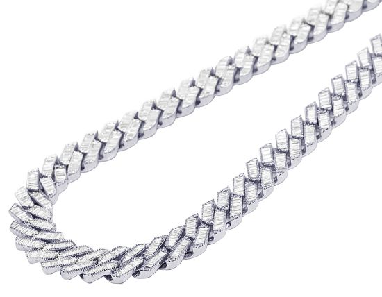 Invisible Set VS Baguette CT Diamond Cuban Necklace 10K