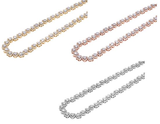 Hearts String Cluster Halo CT Diamond Tennis Chain Necklace