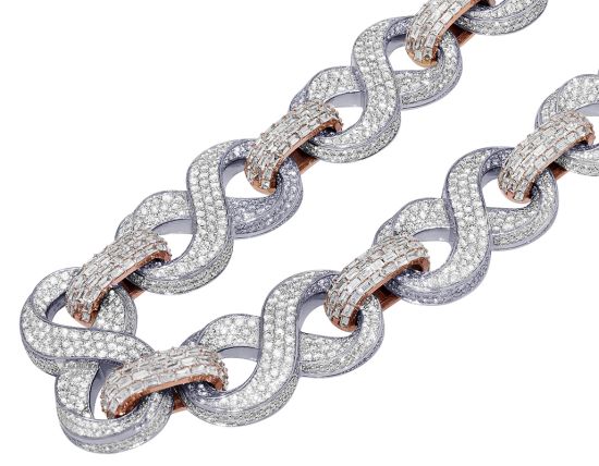 Infinity Link Diamond 18MM Chain 10k White/Rose Gold 22