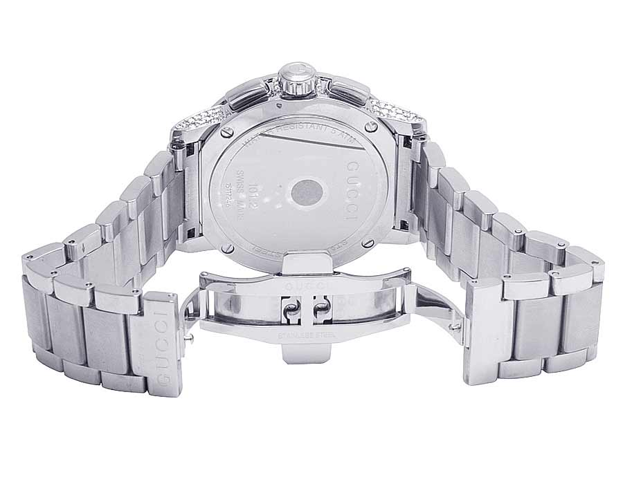 New Full Mens 44MM Gucci 101 G-Chrono Silver Dial Diamond Watch