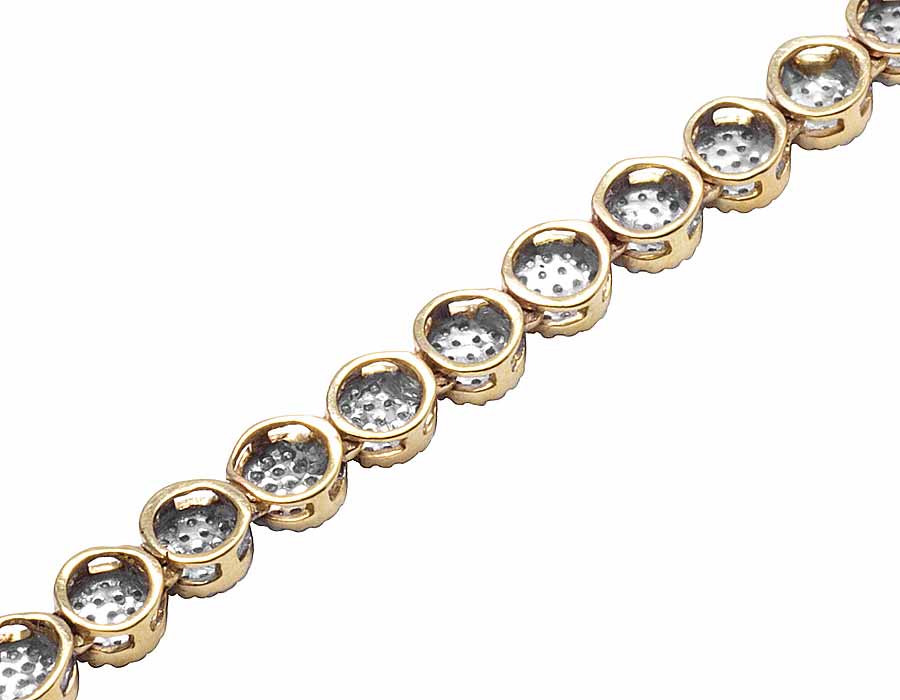 Men's 10K Yellow Gold Genuine Diamond Round Cluster Chain Necklace 7.5 ...