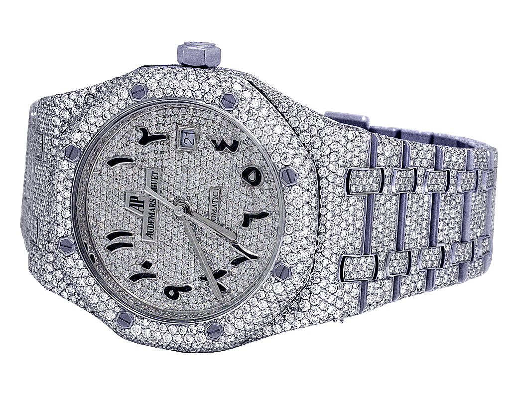 Mens Audemars Piguet Royal Oak 41MM Steel VS Arabic Dial Diamond Watch ...
