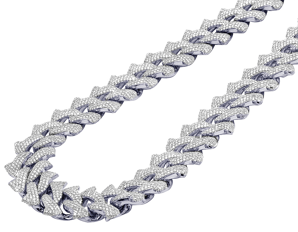 white glod pave diamond thorn cuban chain