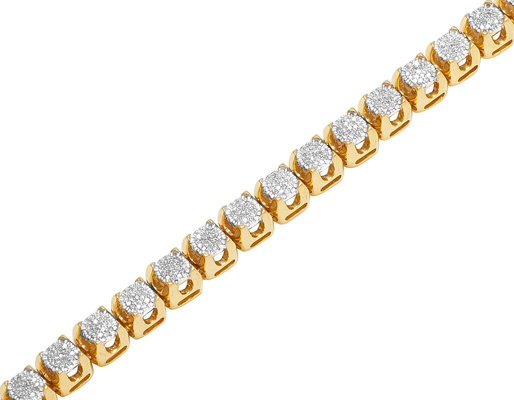 Mens 10K Yellow Gold Real Diamond 6MM Cluster Tennis Chain Necklace 6 1 ...
