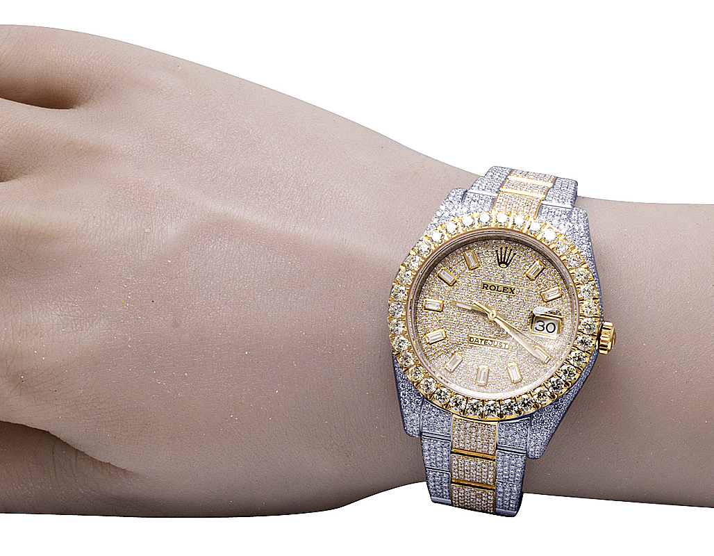 two tone iced out rolex