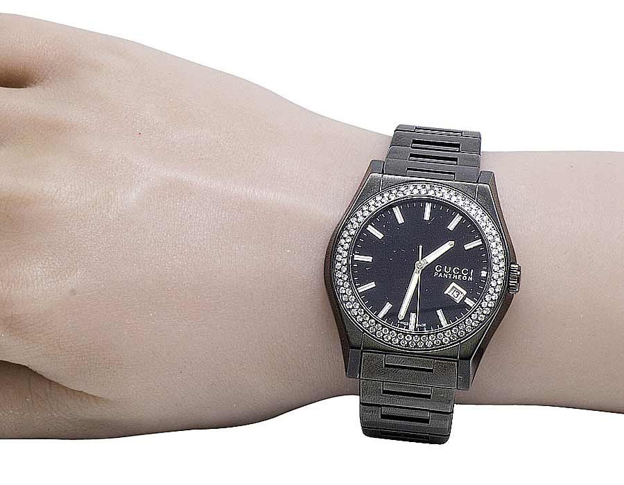 Mens Gucci 115 Pantheon Black PVD S.Steel 44MM Diamond Watch