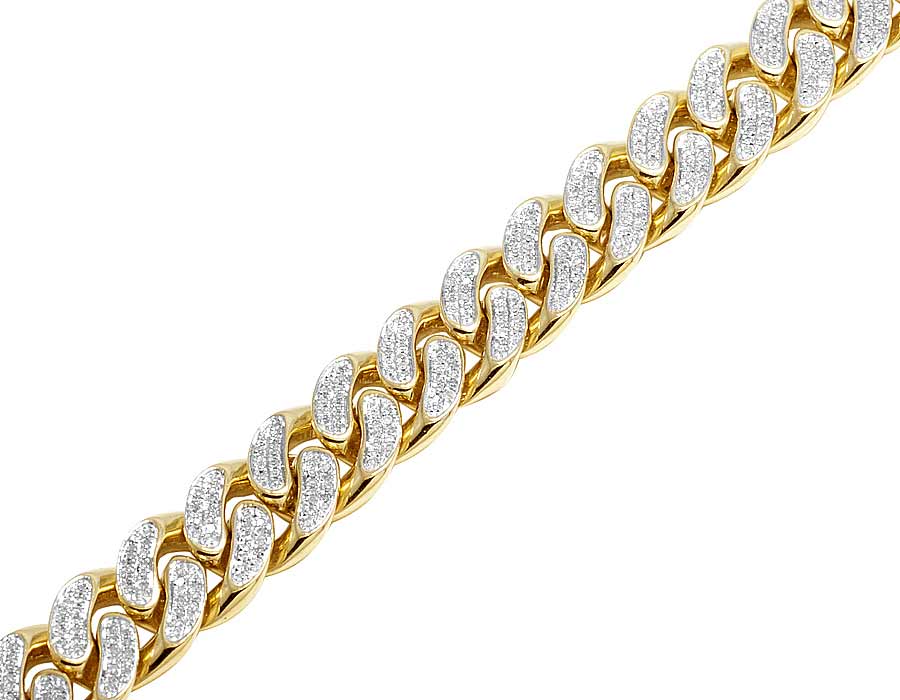 Mens 10K Yellow Gold Genuine Miami Cuban Choker Diamond Chain Necklace