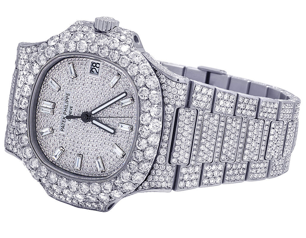 New Mens Patek Philippe Nautilus 5711/1A Steel VVS Diamond Watch 31.55 ...