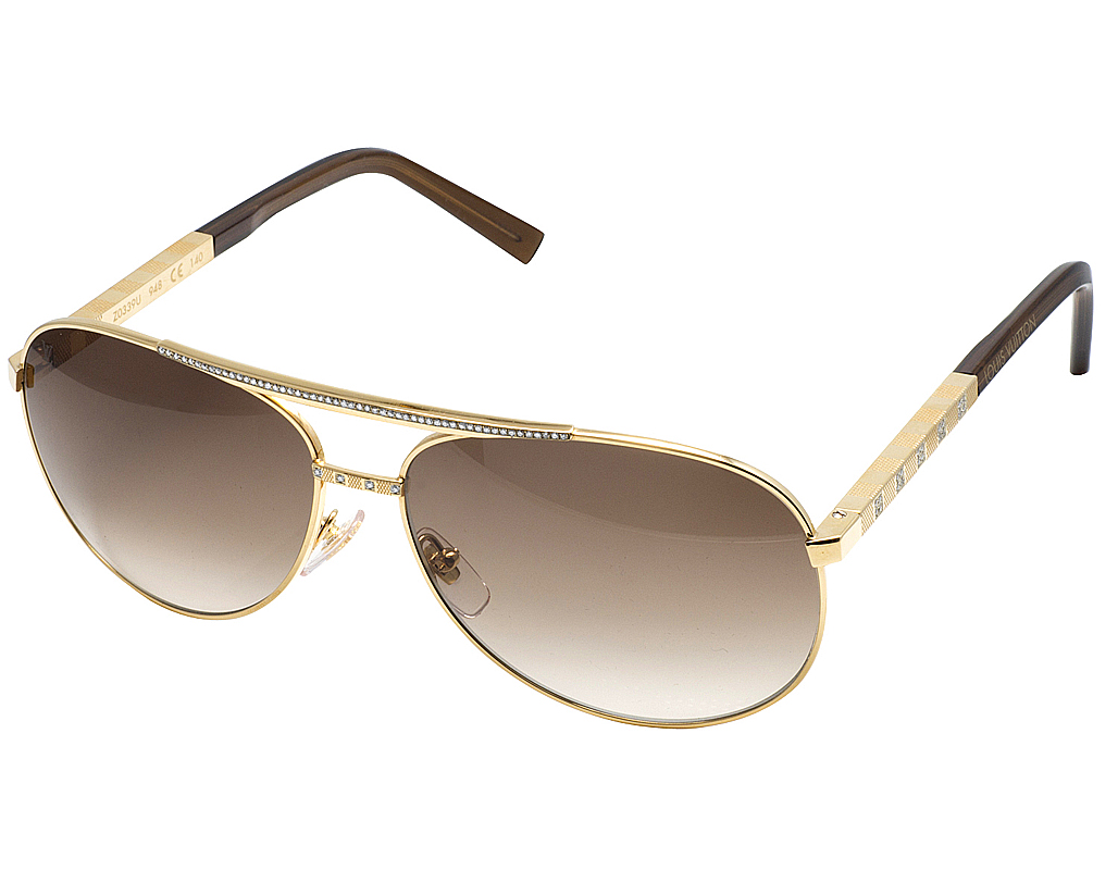 Mens Custom Louis Vuitton Brown Shades Attitude Pilote Diamond Sunglasses Z03... | eBay