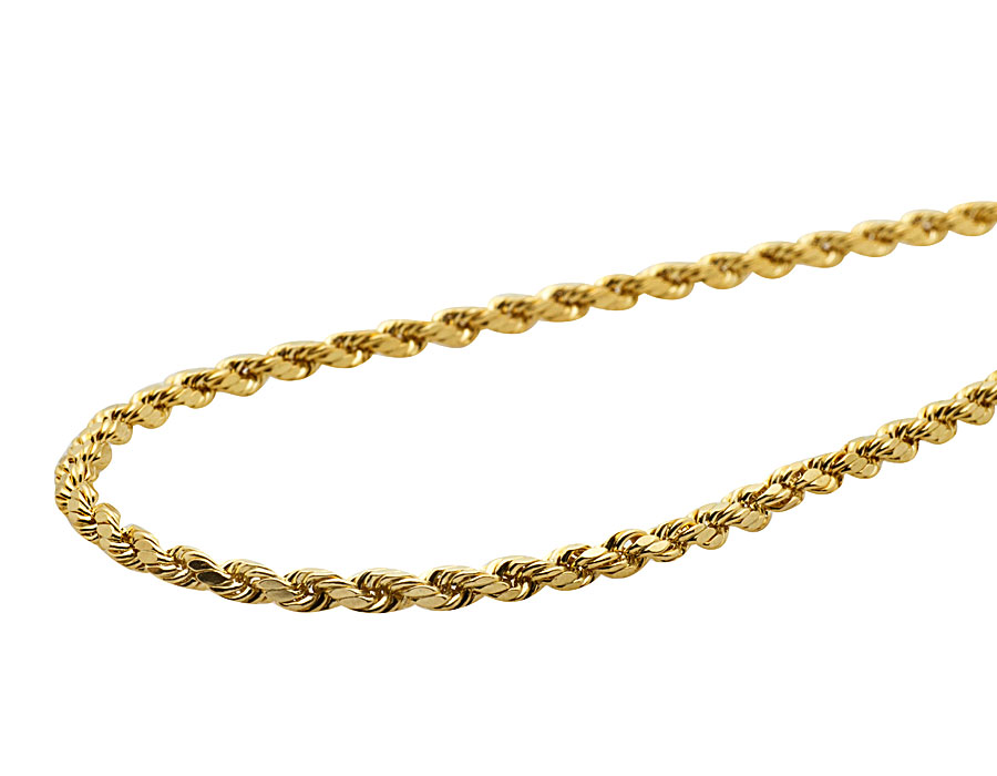 New Real 14K Yellow Gold 2 MM Hollow Rope Chain Necklace 16-22 Inches ...