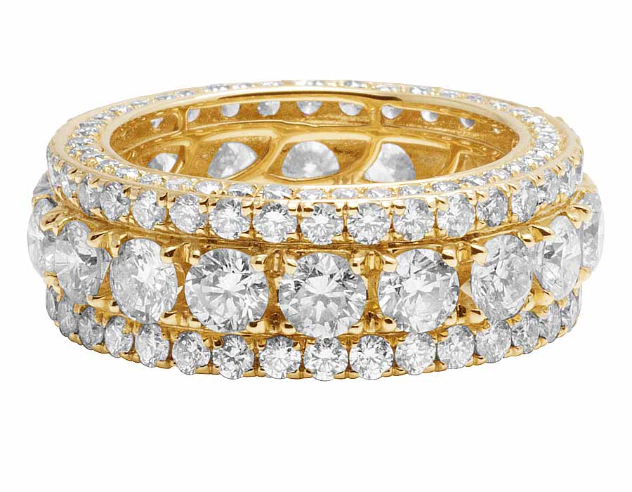 14K Yellow Gold Genuine Diamond Solitaire Eternity Wedding Band Ring 10 ...