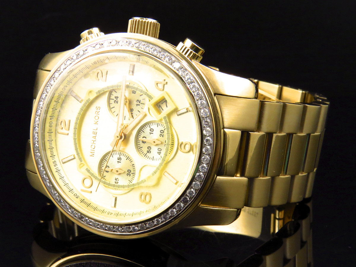 Micheal Kors Gold 45 MM Stainless Steel Watch with Custom Set Diamonds
