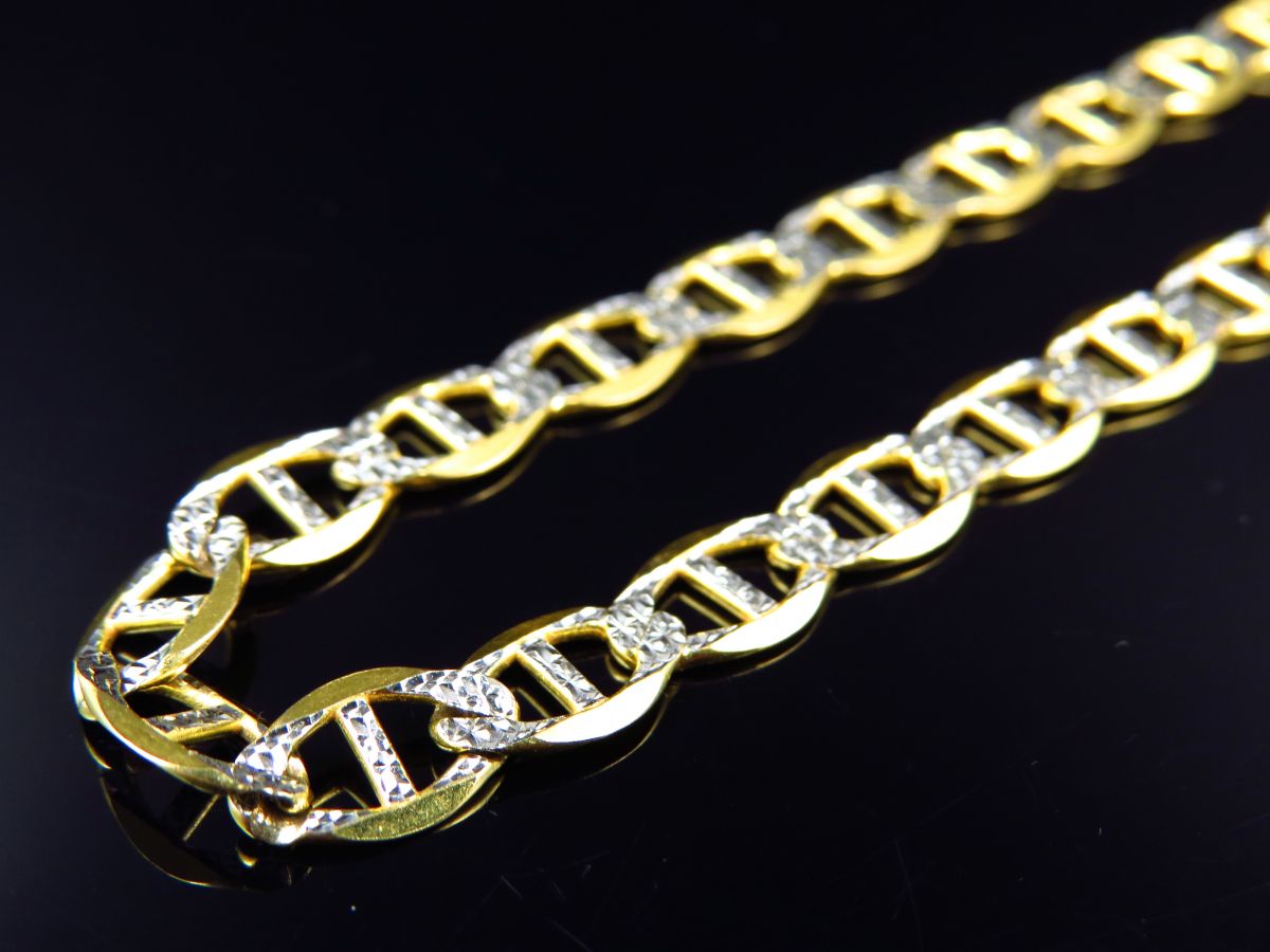 Pre-owned Jewelry Unlimited Men's Ladies Flat Diamond Cut Mariner Link Chain In Real Yellow Gold 10k (5mm...