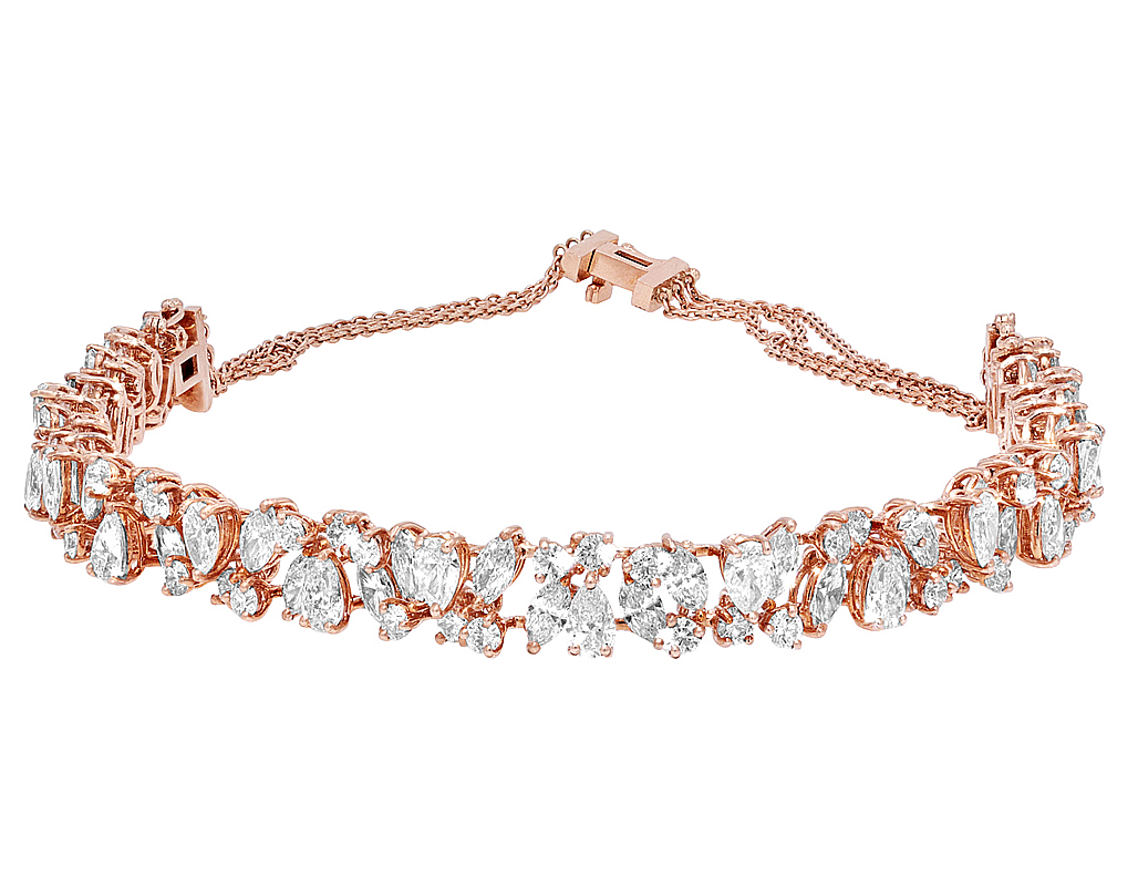 gold pear & marquise diamond 3d chain
