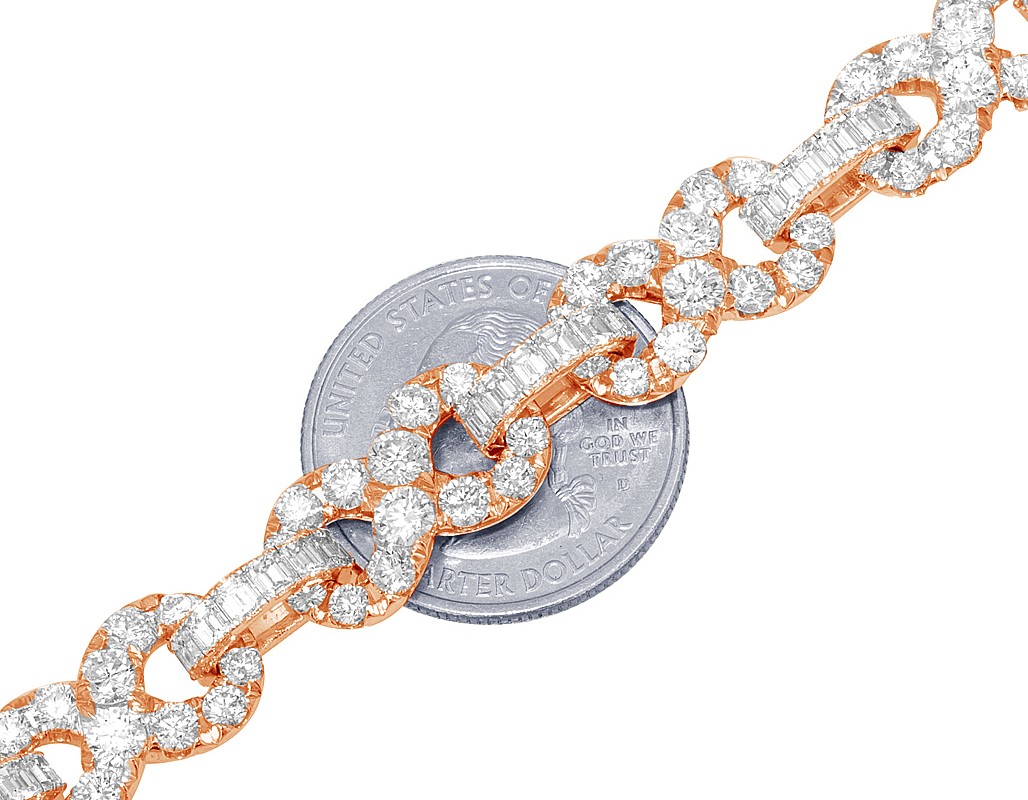 Infinity 19 2/5 CT Real VVS Diamond Link Bracelet 10MM 14K Gold 8