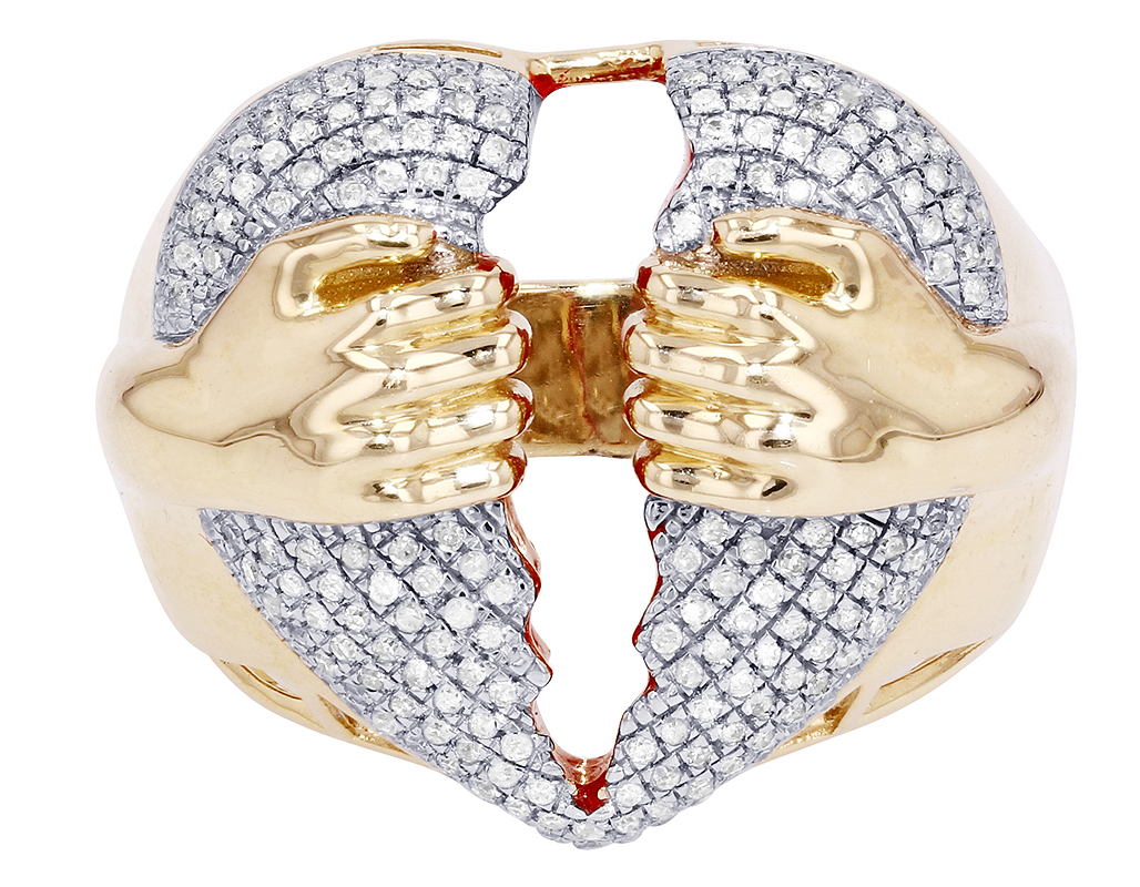 Broken Heart 0.49CT Real Diamond Pinky Ring 10k Yellow-White Gold