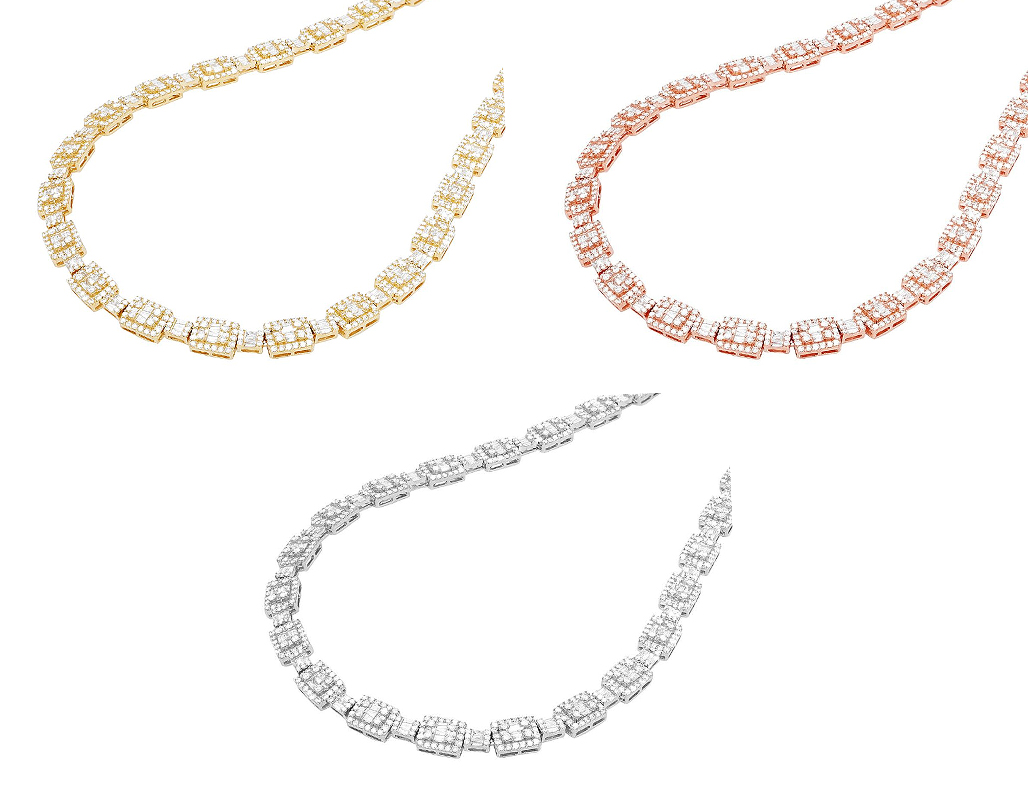 baguette diamond tennis necklace