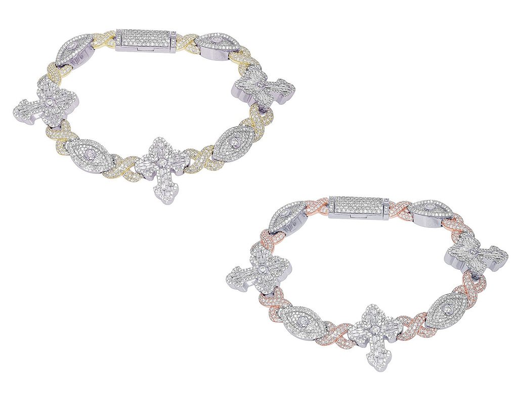 Baguette Cross with Evil Eye 10 7/10 CT Real Diamond Infinity Link