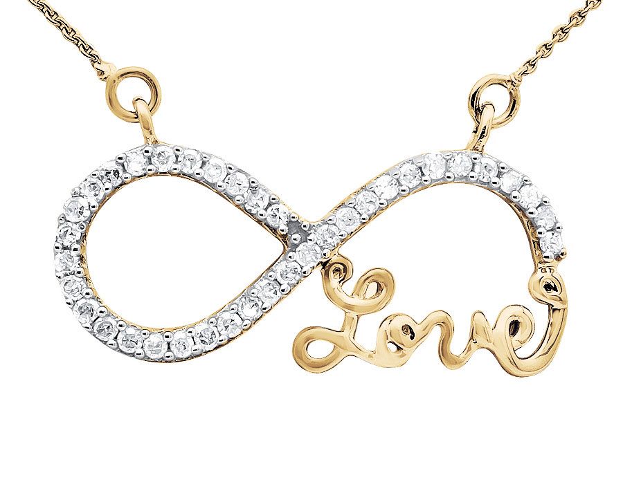 gold infinity love diamond neckless