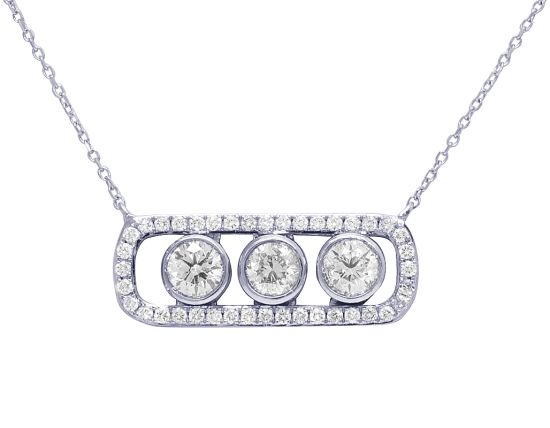 3 stone floating bar diamond neckless