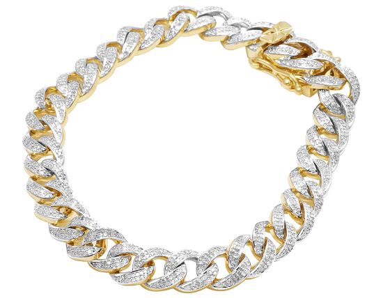 Yellow Gold Ice Out Miami Cuban Bracelet