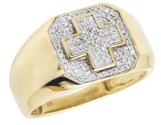 Yellow Gold Cross Real Diamond Pendant