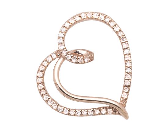 rose gold tilted double heart diamond fashion pendant
