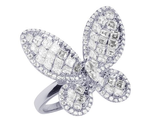 White Gold Butterfly Real Diamond Pendant