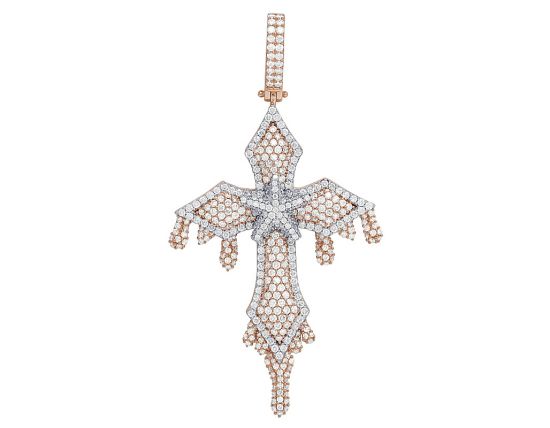 diamond-dripping cross pendant
